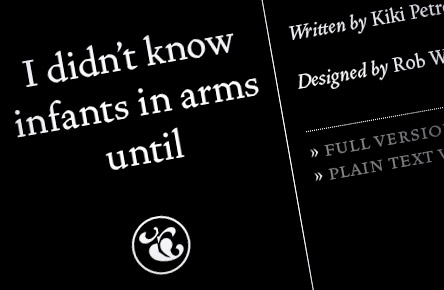 I didn&rsquo;t know infants in arms until